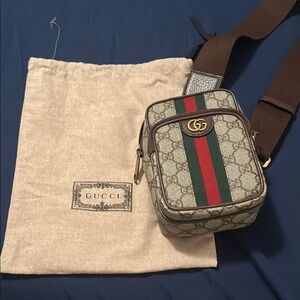 Gucci Cream and Brown Belt Bag with Iconic GG Monogram